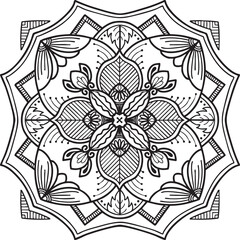 Mandala isolated on the white background. Template for coloring book page. Oriental mystical pattern. Flower pattern style