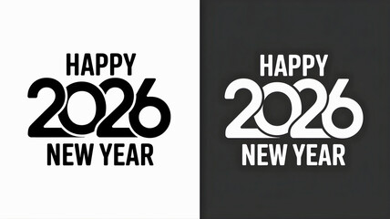 Happy New Year 2026 text design for festive celebration and greeting cards