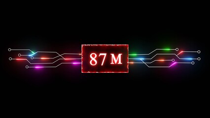 Thank you, 87M followers. Celebration social media followers. Neon subscriber celebration.