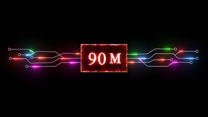 Thank you, 90M followers. Celebration social media followers. Neon subscriber celebration.