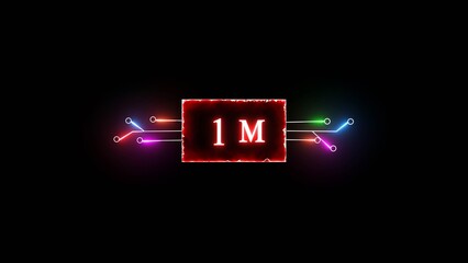 Thank you, 1M followers. Celebration social media followers. Neon subscriber celebration.