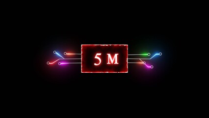 Thank you, 5M followers. Celebration social media followers. Neon subscriber celebration.