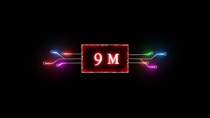 Thank you, 9M followers. Celebration social media followers. Neon subscriber celebration.