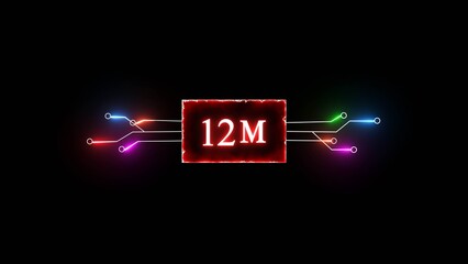 Thank you, 12M followers. Celebration social media followers. Neon subscriber celebration.