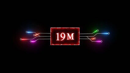 Thank you, 19M followers. Celebration social media followers. Neon subscriber celebration.