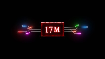 Thank you, 17M followers. Celebration social media followers. Neon subscriber celebration.