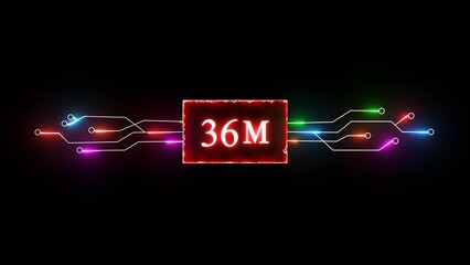 Thank you, 36M followers. Celebration social media followers. Neon subscriber celebration.