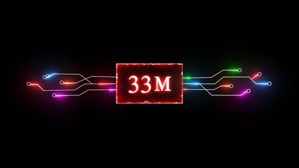 Thank you, 33M followers. Celebration social media followers. Neon subscriber celebration.