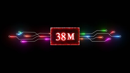 Thank you, 38M followers. Celebration social media followers. Neon subscriber celebration.