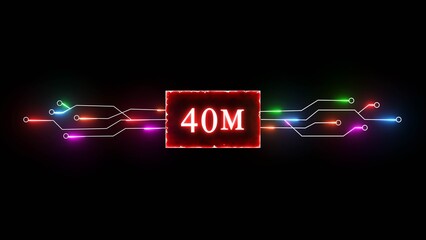 Thank you, 40M followers. Celebration social media followers. Neon subscriber celebration.