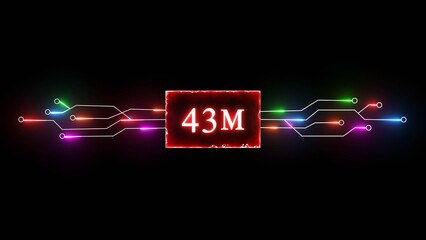 Thank you, 43M followers. Celebration social media followers. Neon subscriber celebration.