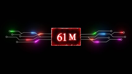 Thank you, 61M followers. Celebration social media followers. Neon subscriber celebration.