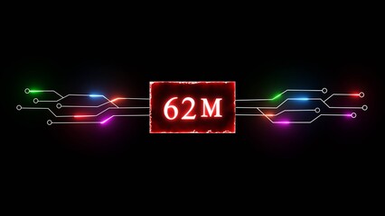 Thank you, 62M followers. Celebration social media followers. Neon subscriber celebration.