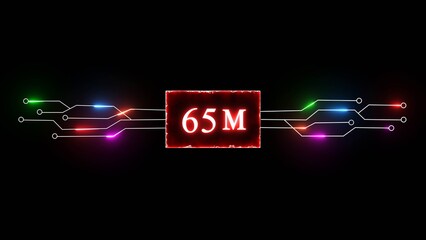 Thank you, 65M followers. Celebration social media followers. Neon subscriber celebration.