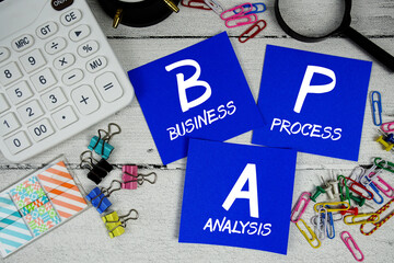 BPA Abbreviation of Business Process Analysis text phrase of business and financial concept