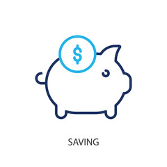 Saving thin line icons. Original vector illustration.