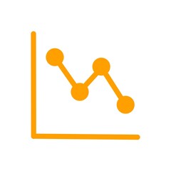 Declining line chart icon for business loss and financial decrease／業績低下や損失を表すビジネス・金融用下降グラフアイコン