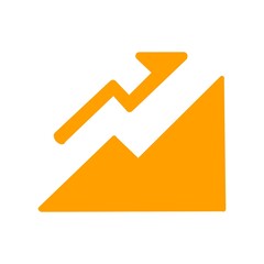Growth chart icon with upward arrow for business and success design／ビジネスや成長イメージに使える上昇グラフアイコン