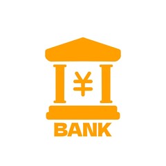 Bank building icon with yen symbol for finance and economy design／金融・経済関連デザインに使える円マーク付き銀行アイコン