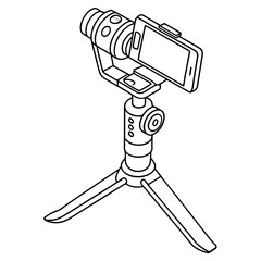 Smartphone on tripod for video recording isolated on