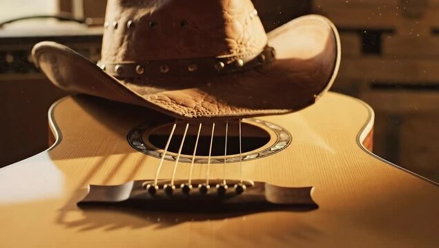 national hat day rustic country guitar with western