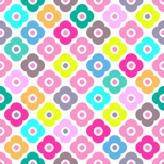 Multicolored rustic flower pattern on white
