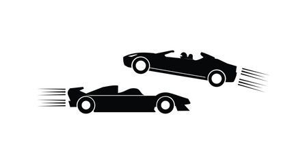 Naklejka premium racing car vector icon silhouette, car chase illustration