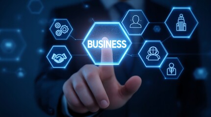 Business strategy and technology concept with digital marketing and management solutions for growth