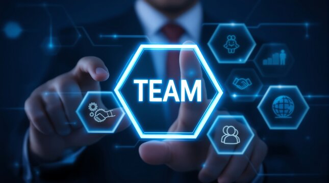 Teamwork collaboration concept business technology as a team strategy and partnership for success - Powered by Adobe