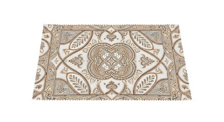 Decorative Ceramic Tile with Intricate Ornamental Pattern in Neutral Tones for Interior Design