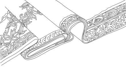 Decorative Rolled Fabric with Intricate Floral Patterns in Elegant Style