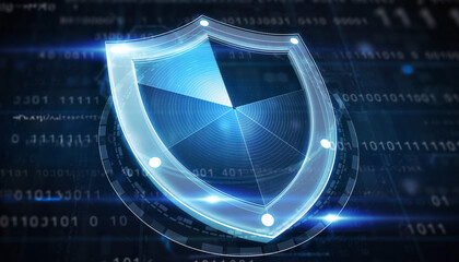 Cyber Security Shield: A vibrant shield of digital protection, symbolizing security and the safeguarding of data. Represents an unwavering defense against threats in the digital realm. 