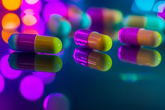 Bright Transparent Capsules Reflecting Striking Light Tones high resolution picture