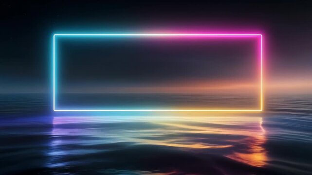 Colorful glowing frame on a dark background for creative design, advertising or digital art