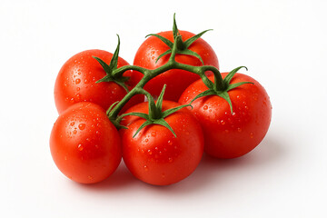 Fresh Vine Tomatoes with Water Droplets Isolated on White Background