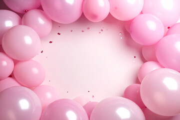 Pastel colors balloons on Beige color background, space for text.