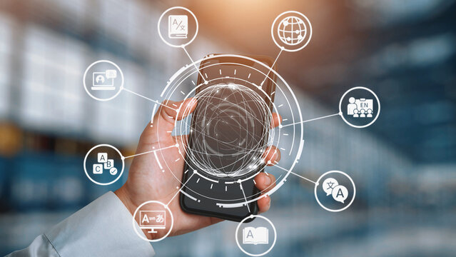 Translation icons show international languages, interpretation, and communication. Translation helps global business, translation supports learning, and translation improves cultural exchange. Gist