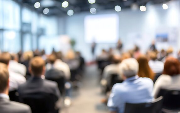 Business Seminar Soft Blur - Gentle blur of a business seminar or workshop with blurred figures. High quality. High quality