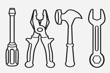set of tools good for icon, symbol, element design, coloring book, etc
