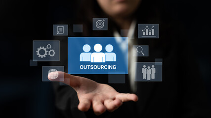 Outsourcing concept showing collaboration, delegation, global workforce, productivity, and task management through remote teams and external service providers Latch