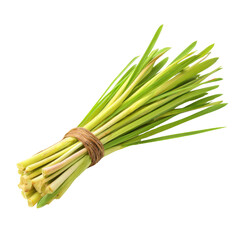 Fototapeta premium Fresh Bunch of Lemongrass Tied with Twine on Black Background herb spice, Png Transparent, Isolated on White