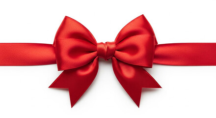 Bright Red Ribbon Bow Tie Decoration on White Background Suitable for Special Offers Sales and Advertising Exactly Two Hundred Characters