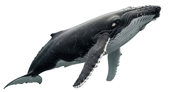 Humpback whale swimming underwater isolated on Transparent Background - Powered by Adobe