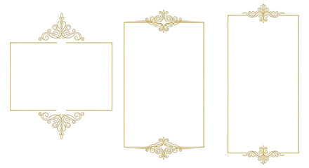 Ornate golden frame set for design isolated on Transparent Background