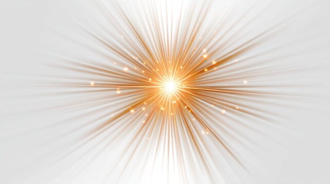 A radiant, golden starburst with a central point of light, surrounded by a halo of light and small, glowing particles, against a white background. - Powered by Adobe