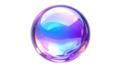 Gleaming orb, swirling blue, purple, and white light refracts within a transparent sphere, set against a black backdrop