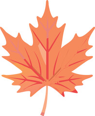 A vibrant orange maple leaf illustration dominates a clean white background simplicity