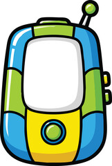 Cartoon Style Baby Monitor With Green Blue And Yellow Colors In White Background