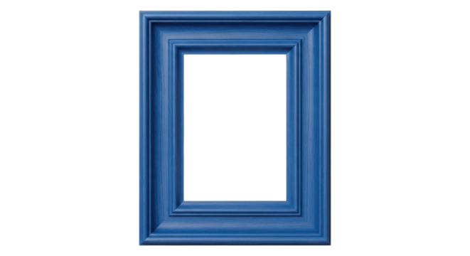 Empty blue picture frame isolated on Transparent Background