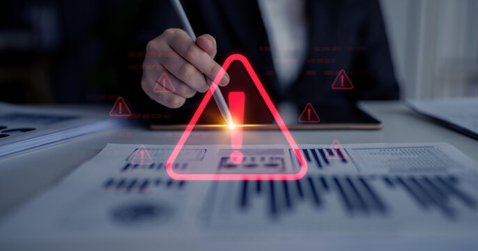 Cybersecurity alert warning showing red cyber for data breach, network threat, and cyber security system vulnerability with emphasis on security risk, caution, digital protection Latch - Powered by Adobe